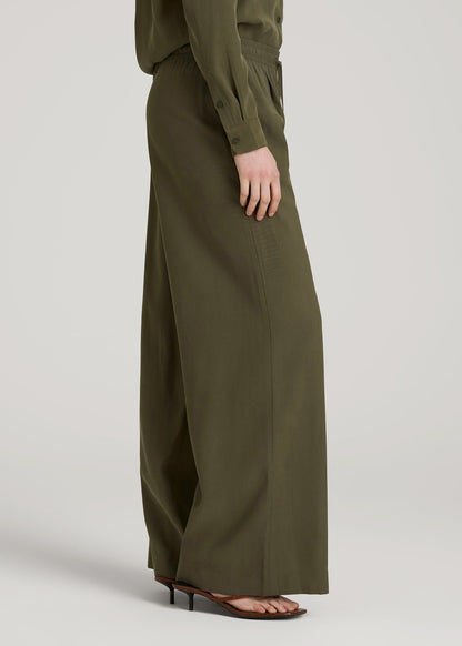 American Tall Women Relaxed Pull-On Pants for Tall Women in Forest Night