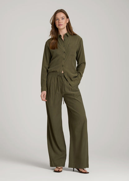 American Tall Women Relaxed Pull-On Pants for Tall Women in Forest Night
