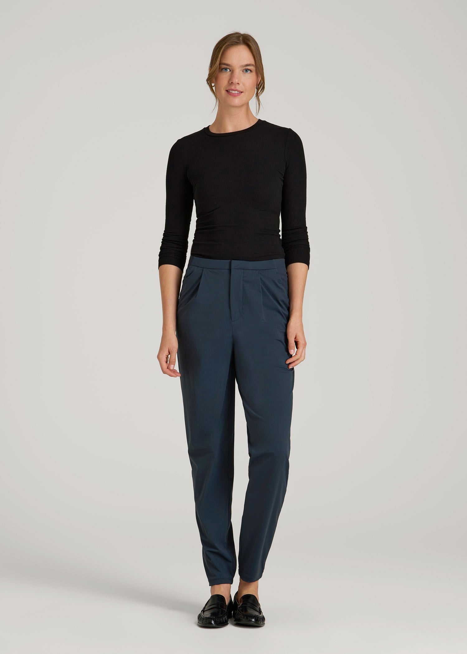 American Tall Women Commuter Pleated Jogger Pant in for Tall Women Navy