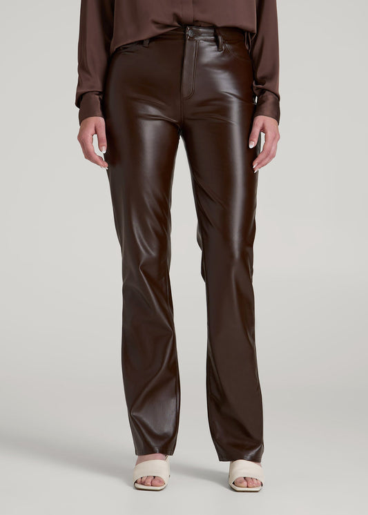 American Tall Men|Women True Touch Leather Straight Leg Pants for Tall Women in Espresso