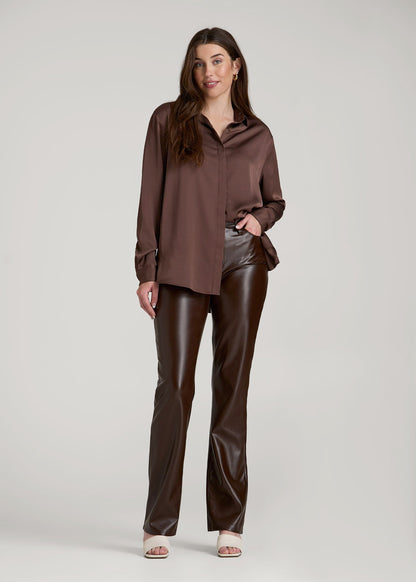 American Tall Men|Women True Touch Leather Straight Leg Pants for Tall Women in Espresso