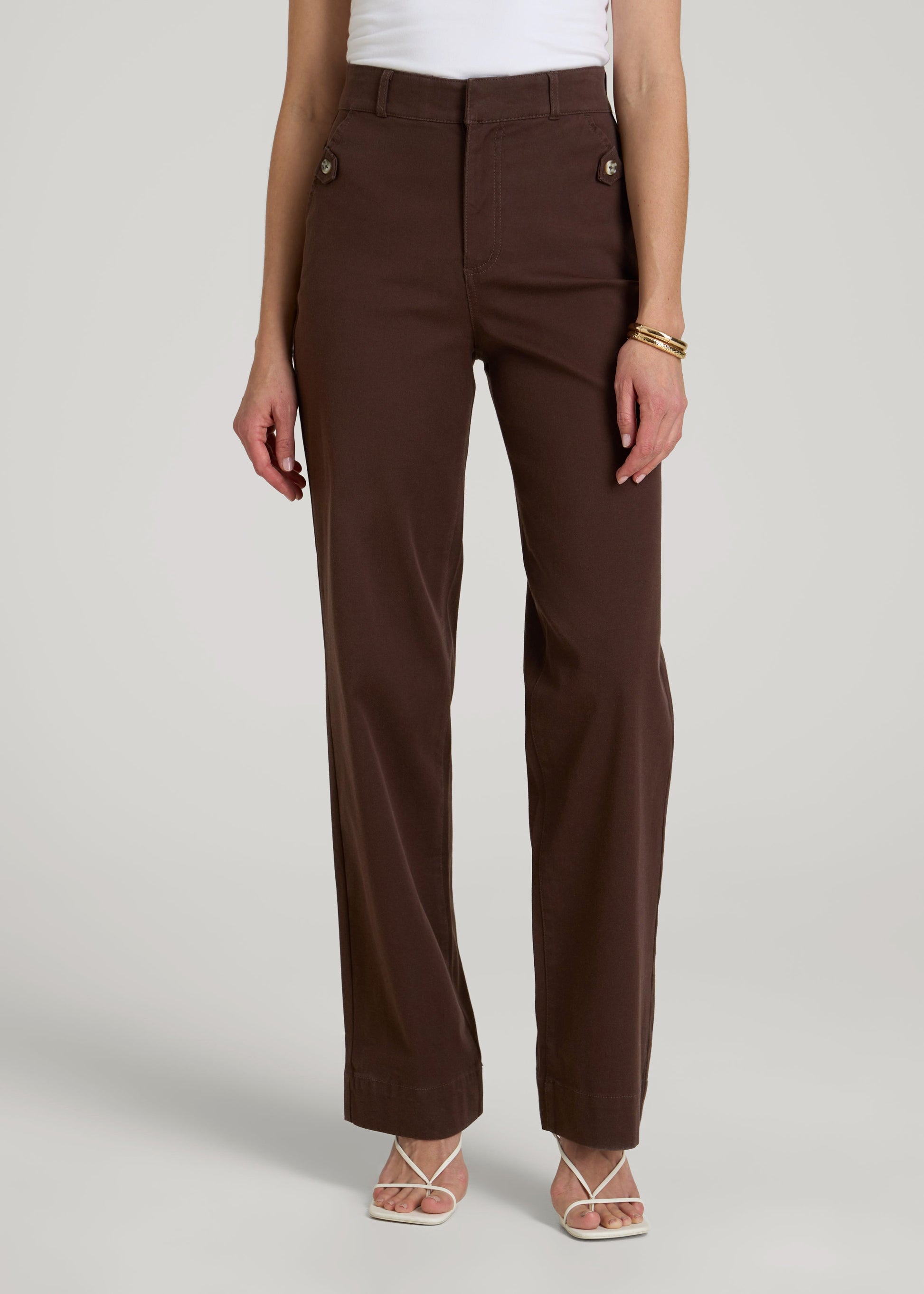 American Tall Women Stretch Twill Wide Leg Pant for Tall Women in Espresso
