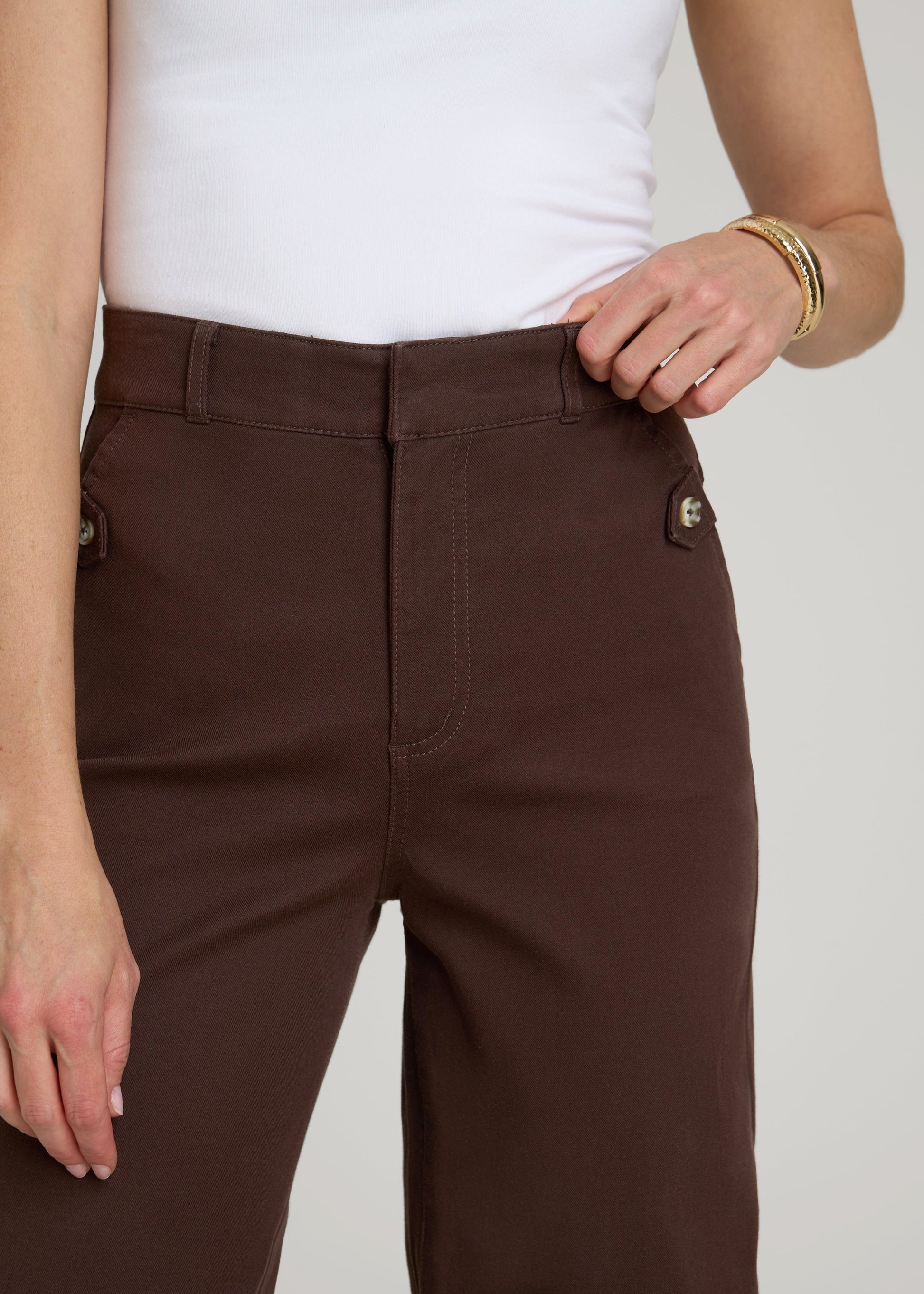 American Tall Women Stretch Twill Wide Leg Pant for Tall Women in Espresso