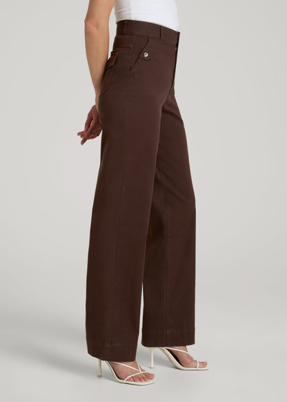 American Tall Women Stretch Twill Wide Leg Pant for Tall Women in Espresso