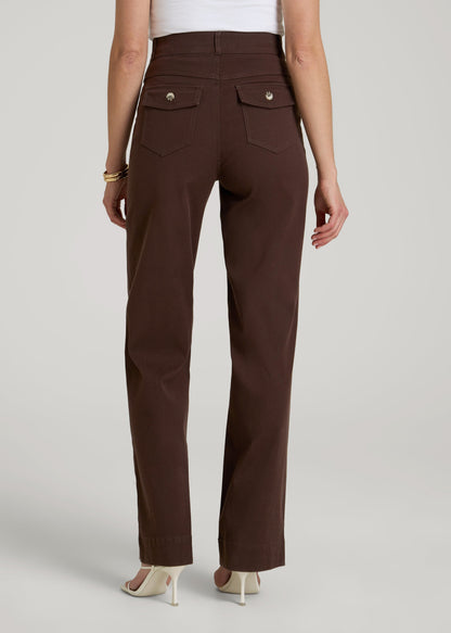 American Tall Women Stretch Twill Wide Leg Pant for Tall Women in Espresso