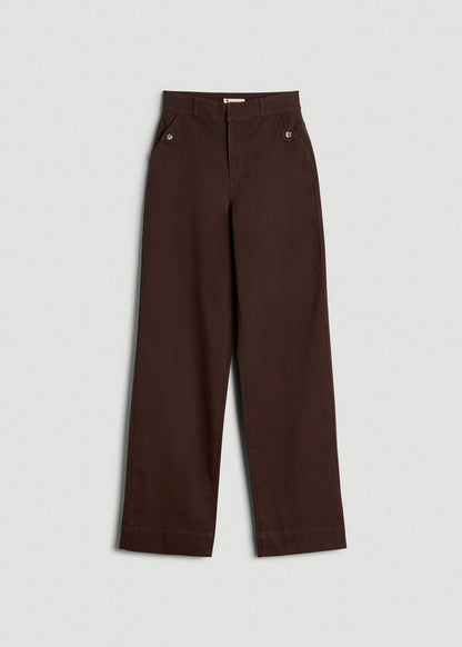 American Tall Women Stretch Twill Wide Leg Pant for Tall Women in Espresso