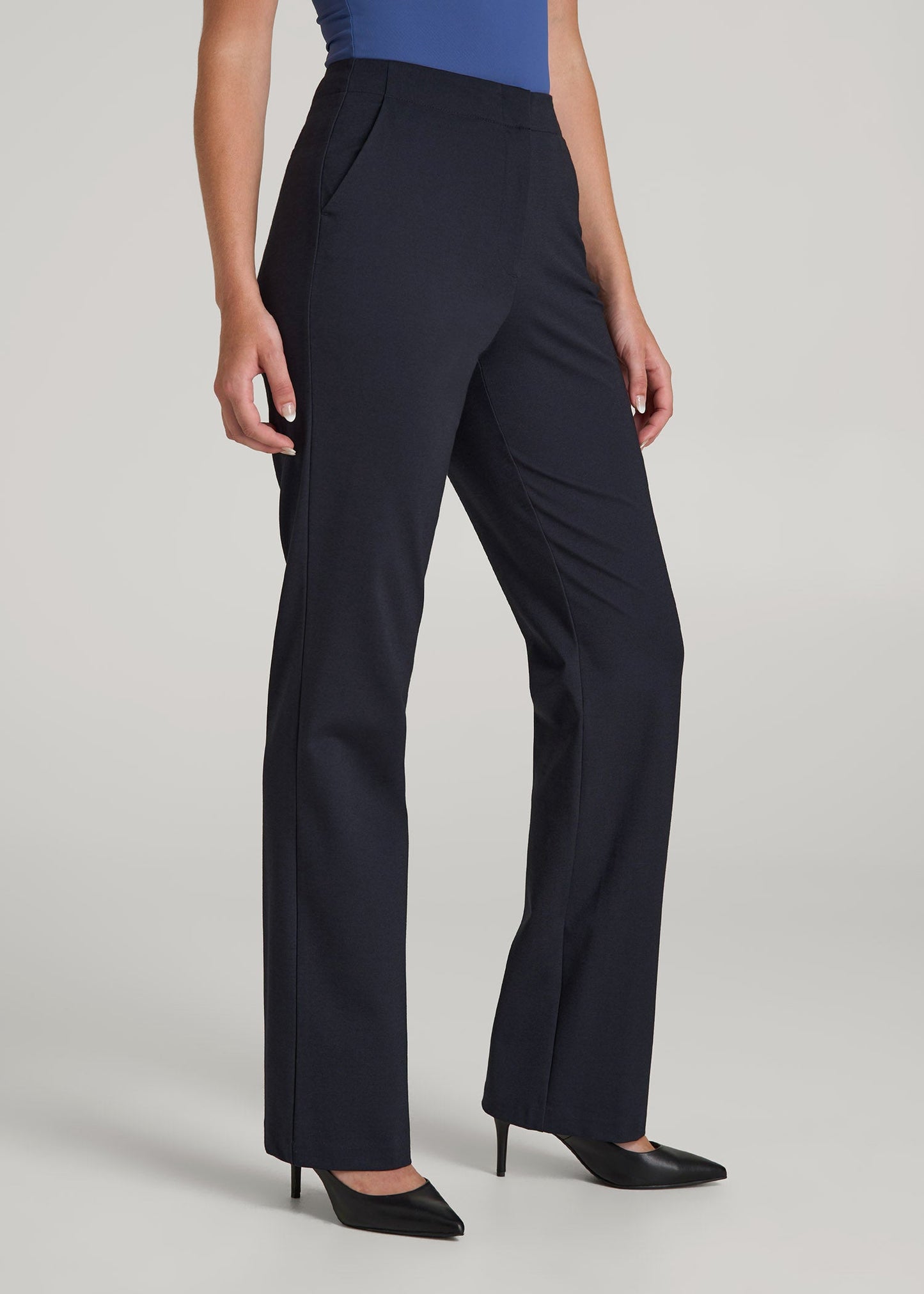 American Tall Women Freedom Flex Straight Leg Dress Pants for Tall Women in Deep Navy