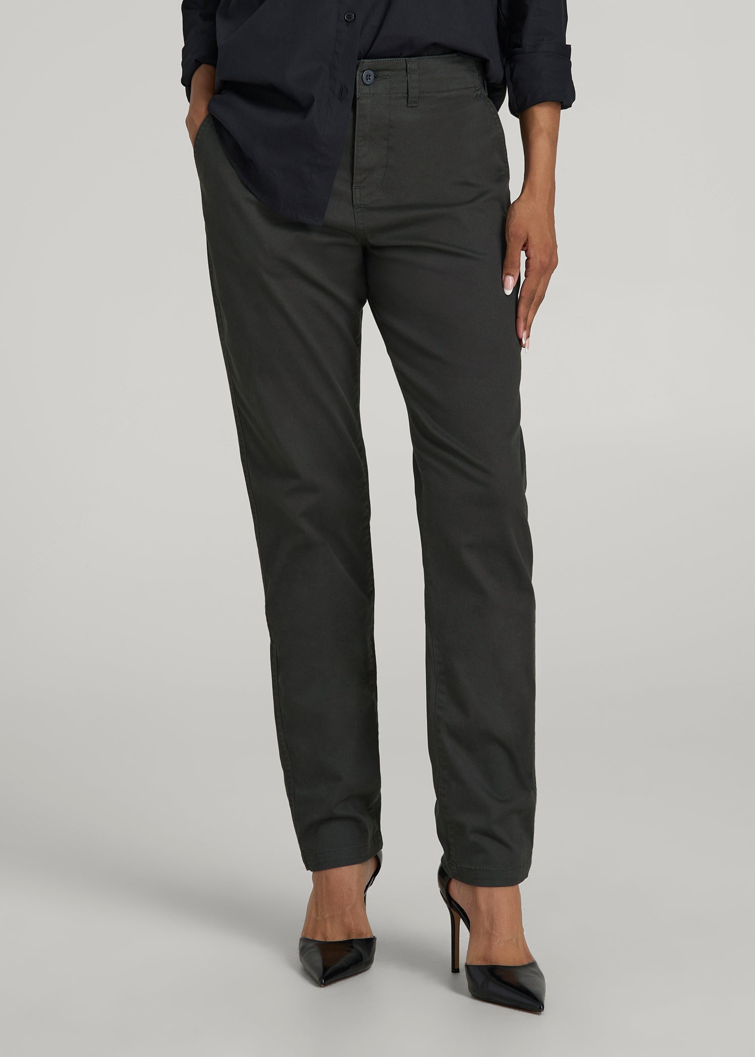 American Tall Women|Men High Rise Tapered Chino Pants for Tall Women in Pine Grove