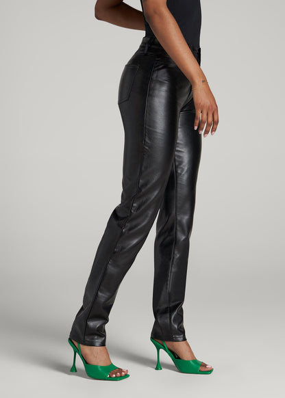 American Tall Women True Touch Leather SLIM Pants for Tall Women in Black