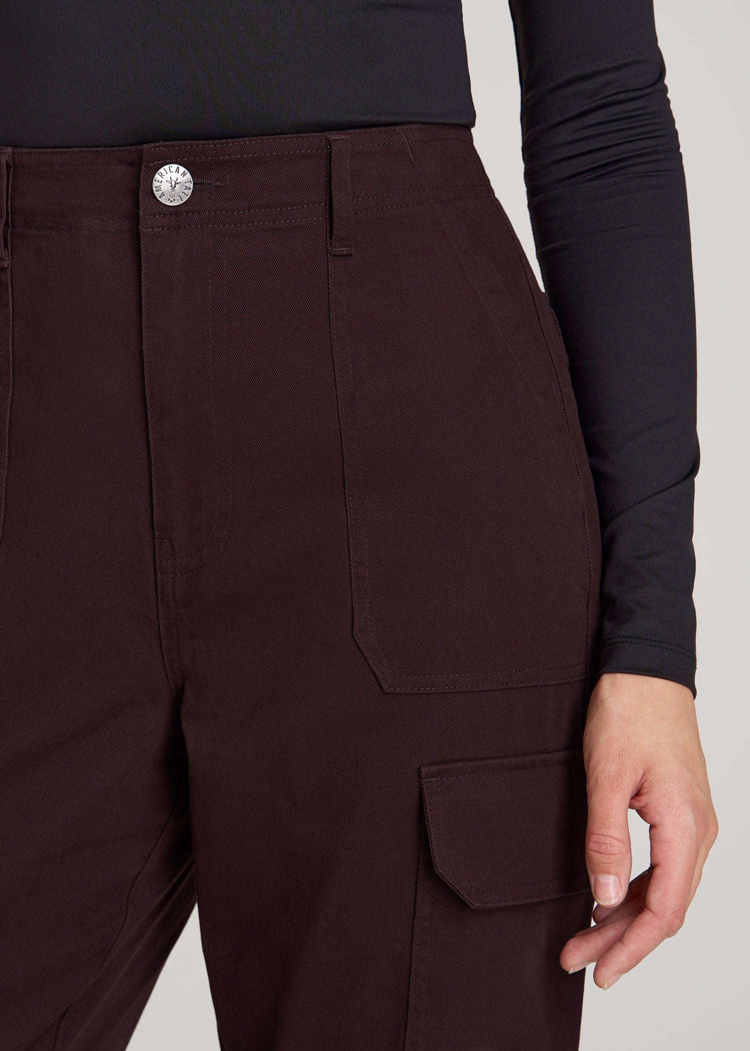 American Tall Women|Men Straight Leg Cargo Chino Pants for Tall Women in Oxblood