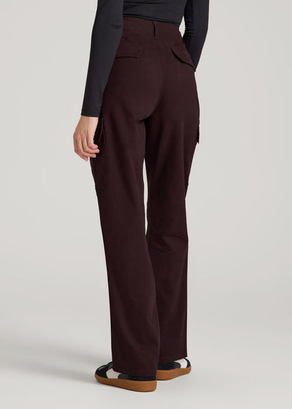 American Tall Women|Men Straight Leg Cargo Chino Pants for Tall Women in Oxblood