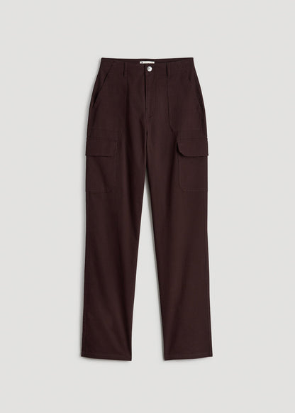 American Tall Women|Men Straight Leg Cargo Chino Pants for Tall Women in Oxblood