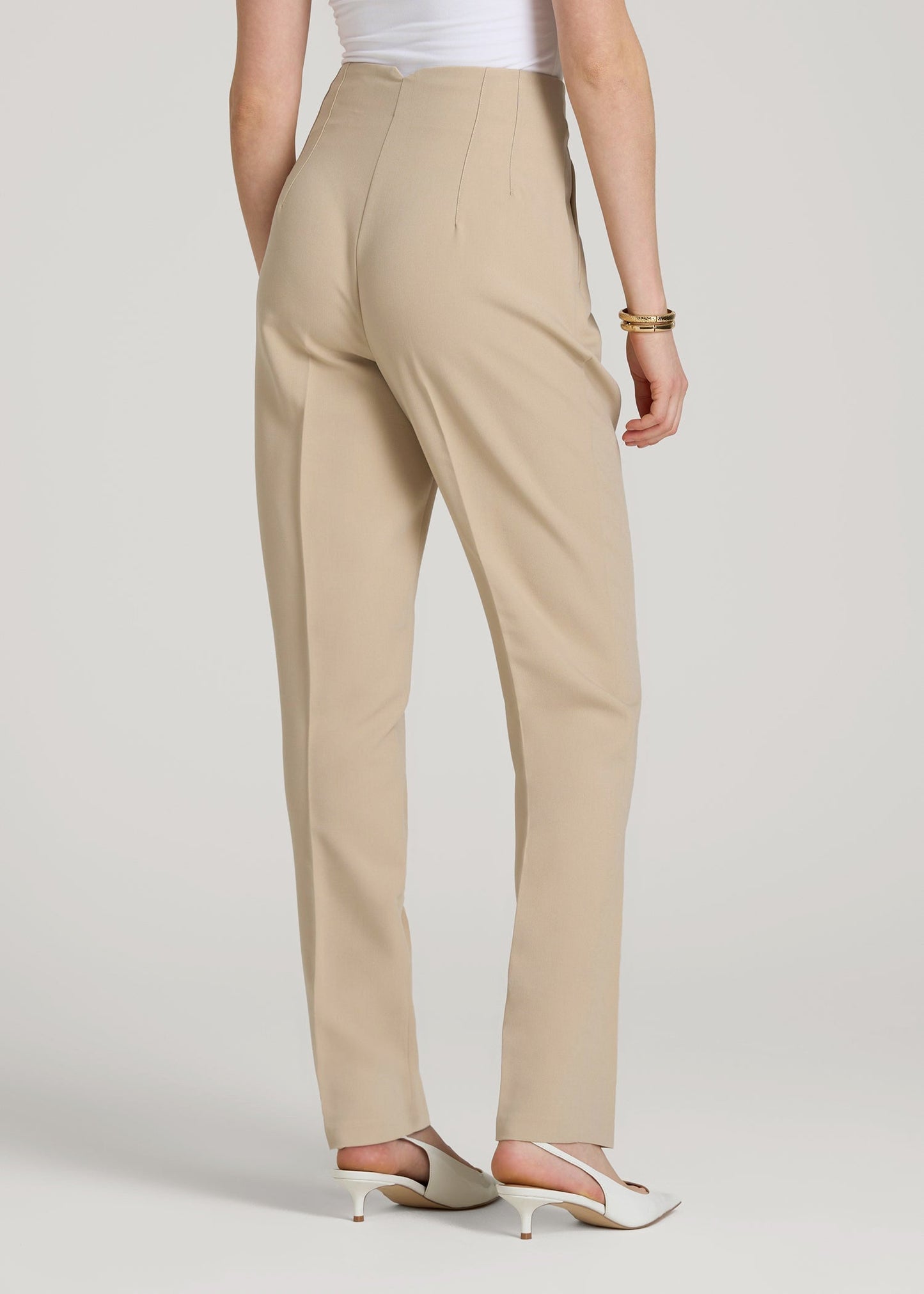American Tall Women|Men High Rise Pants with Darts for Tall Women in Light Camel