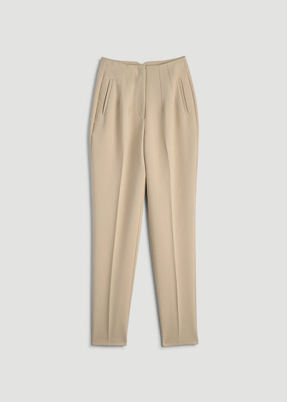 American Tall Women|Men High Rise Pants with Darts for Tall Women in Light Camel