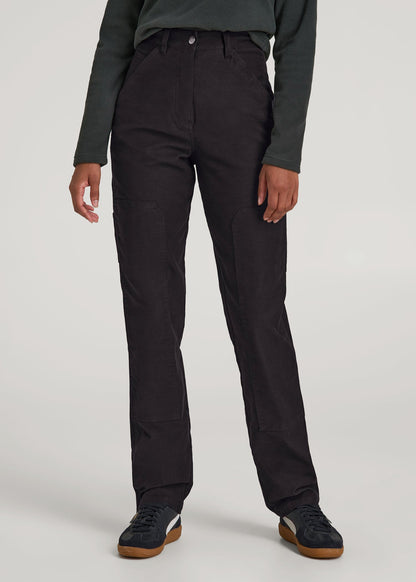 American Tall Women|Men High-Waisted Carpenter Pocket Pants for Tall Women in Black