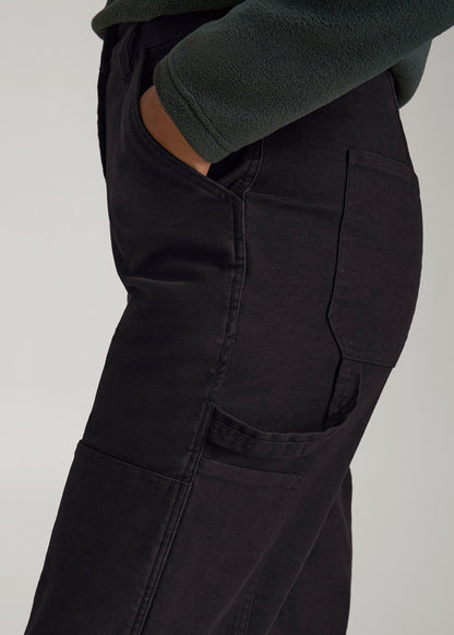American Tall Women|Men High-Waisted Carpenter Pocket Pants for Tall Women in Black