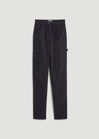 American Tall Women|Men High-Waisted Carpenter Pocket Pants for Tall Women in Black