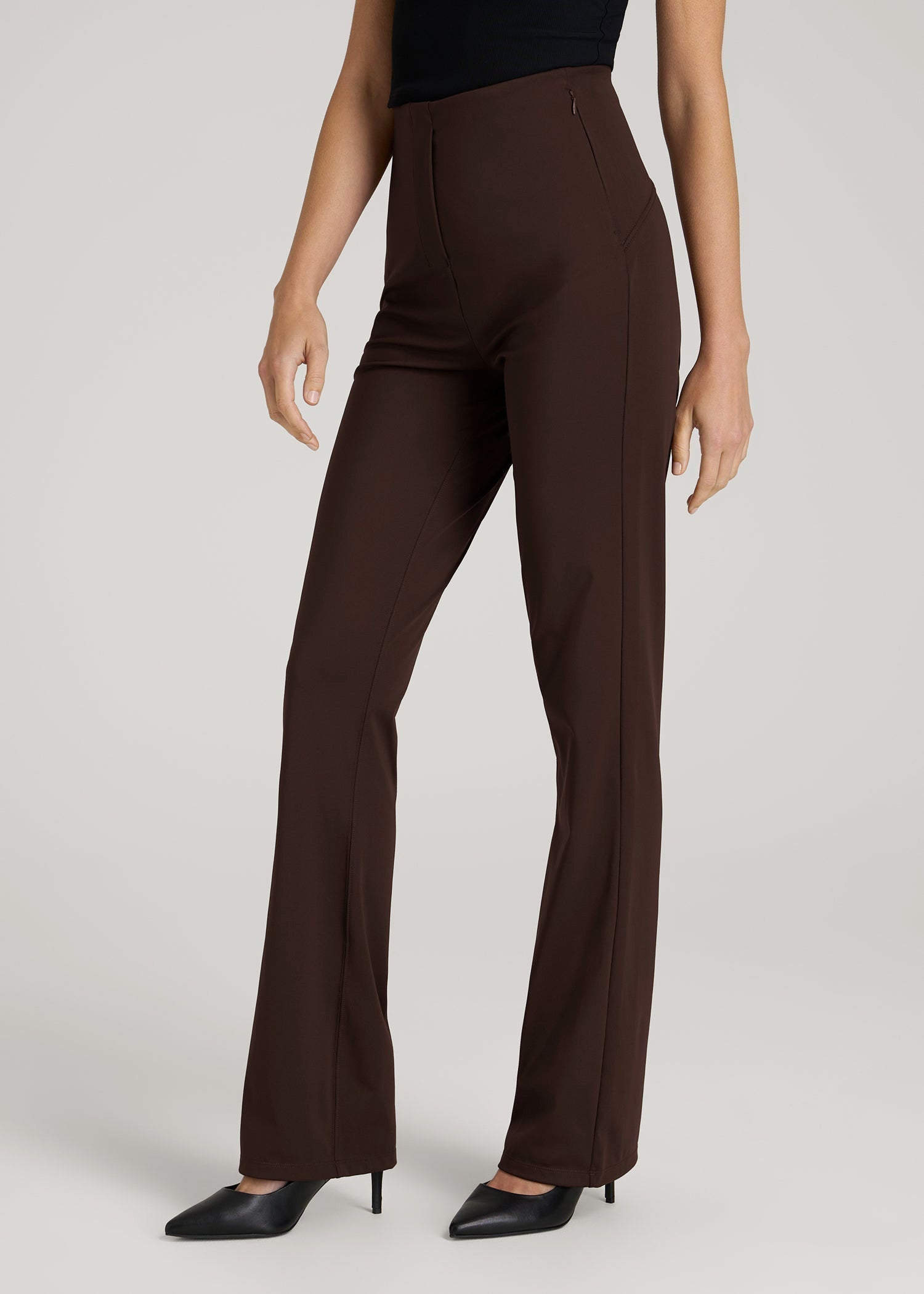American Tall Women High Rise Pull On Mini Flare Pant for Tall Women in Espresso