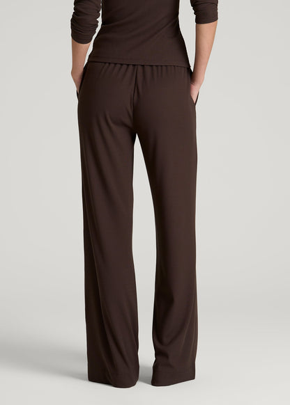 American Tall Women Ribbed Knit Wide Leg Pant for Tall Women in Espresso