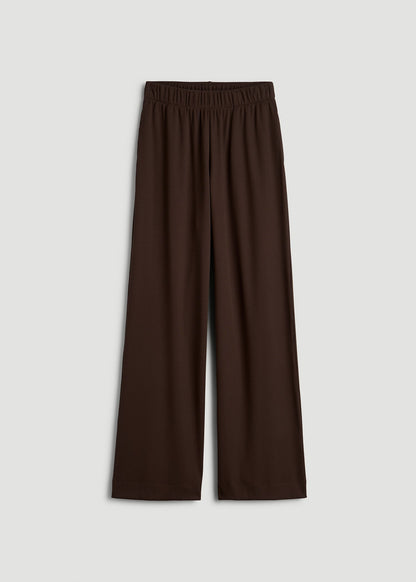 American Tall Women Ribbed Knit Wide Leg Pant for Tall Women in Espresso
