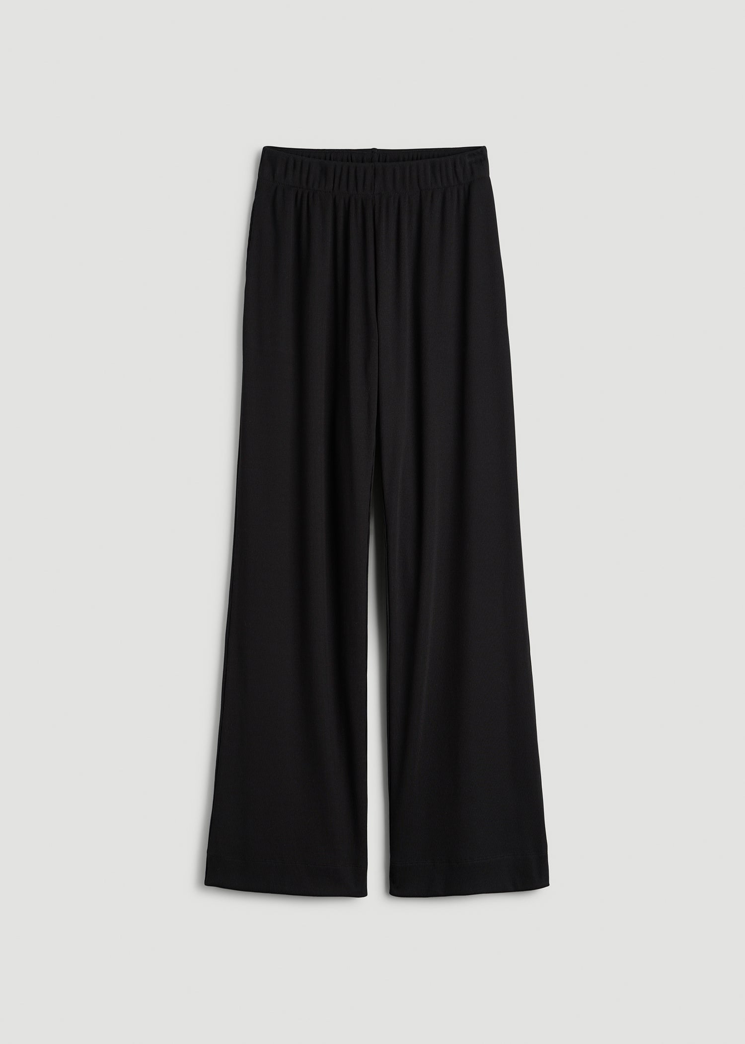 American Tall Women Ribbed Knit Wide Leg Pant for Tall Women in Deep Black