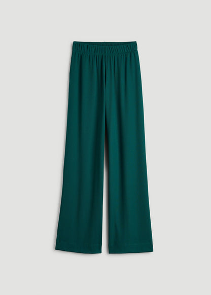American Tall Women Ribbed Knit Wide Leg Pant for Tall Women in Deep Teal
