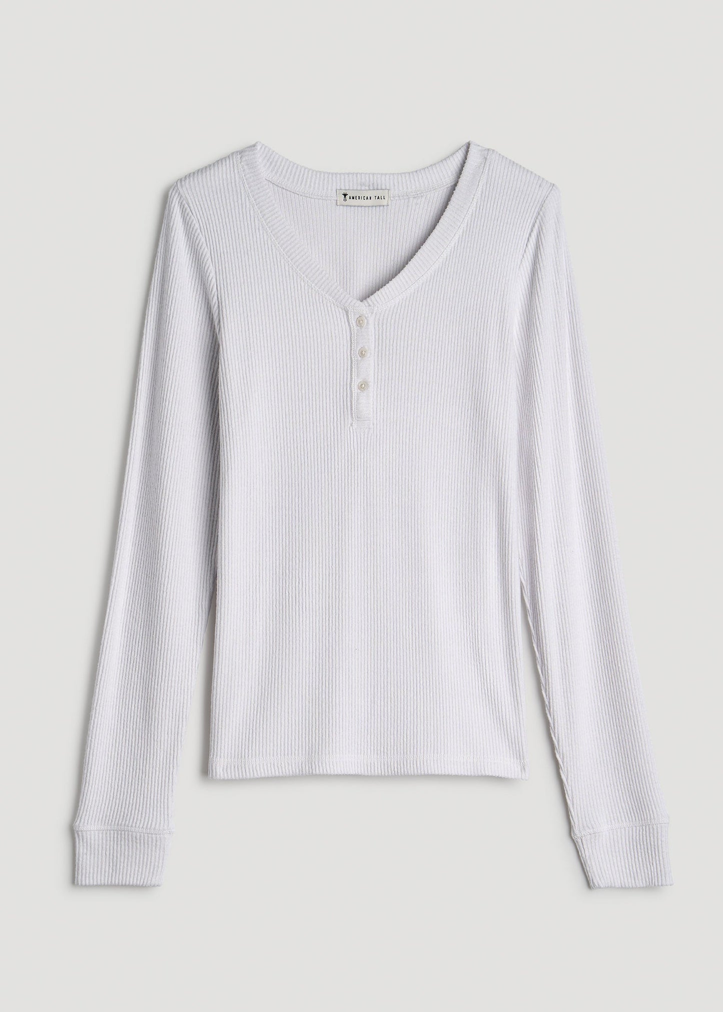 American Tall Women Ribbed Henley Lounge Top for Tall Women in Cloud White