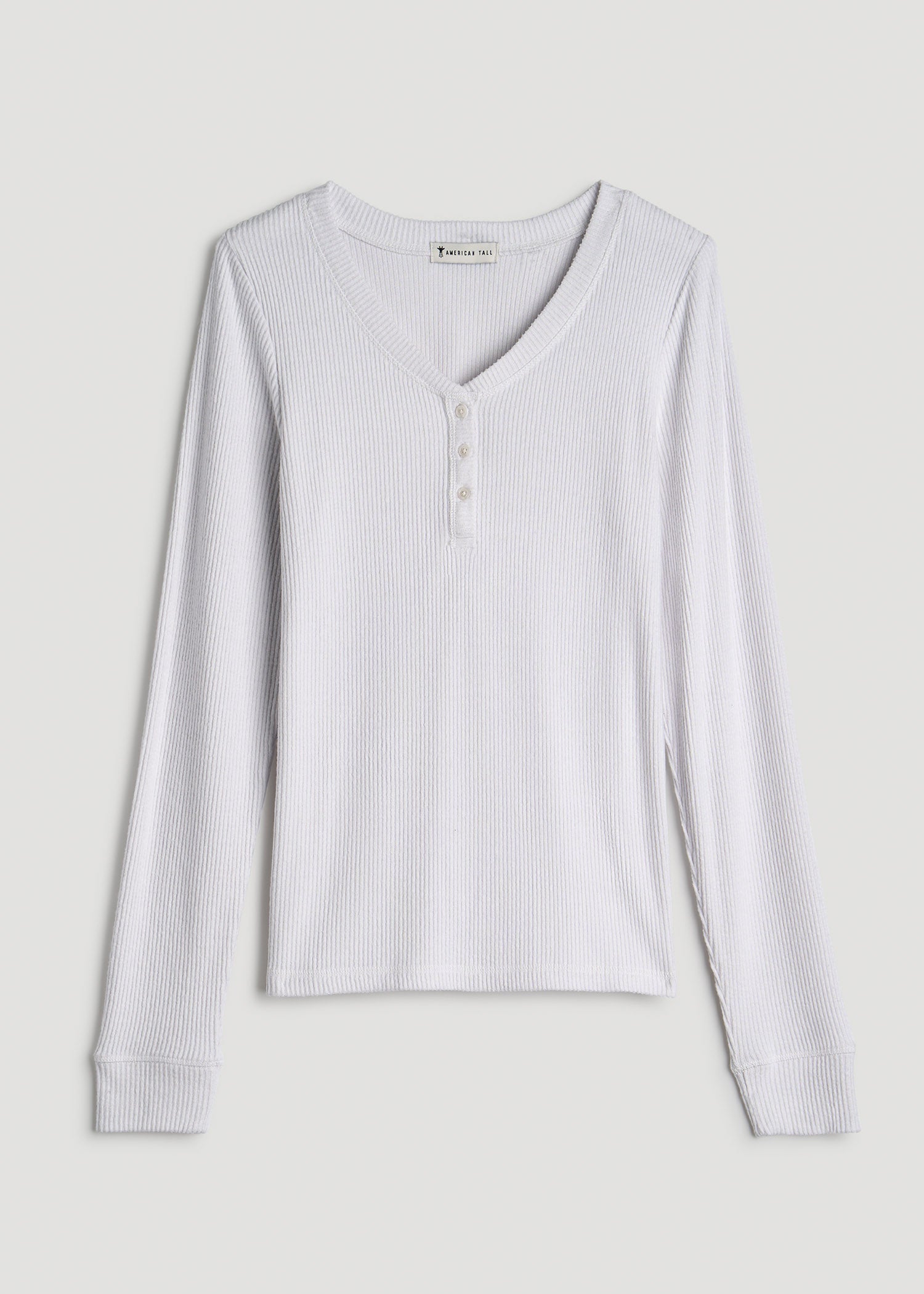 American Tall Women Ribbed Henley Lounge Top for Tall Women in Cloud White