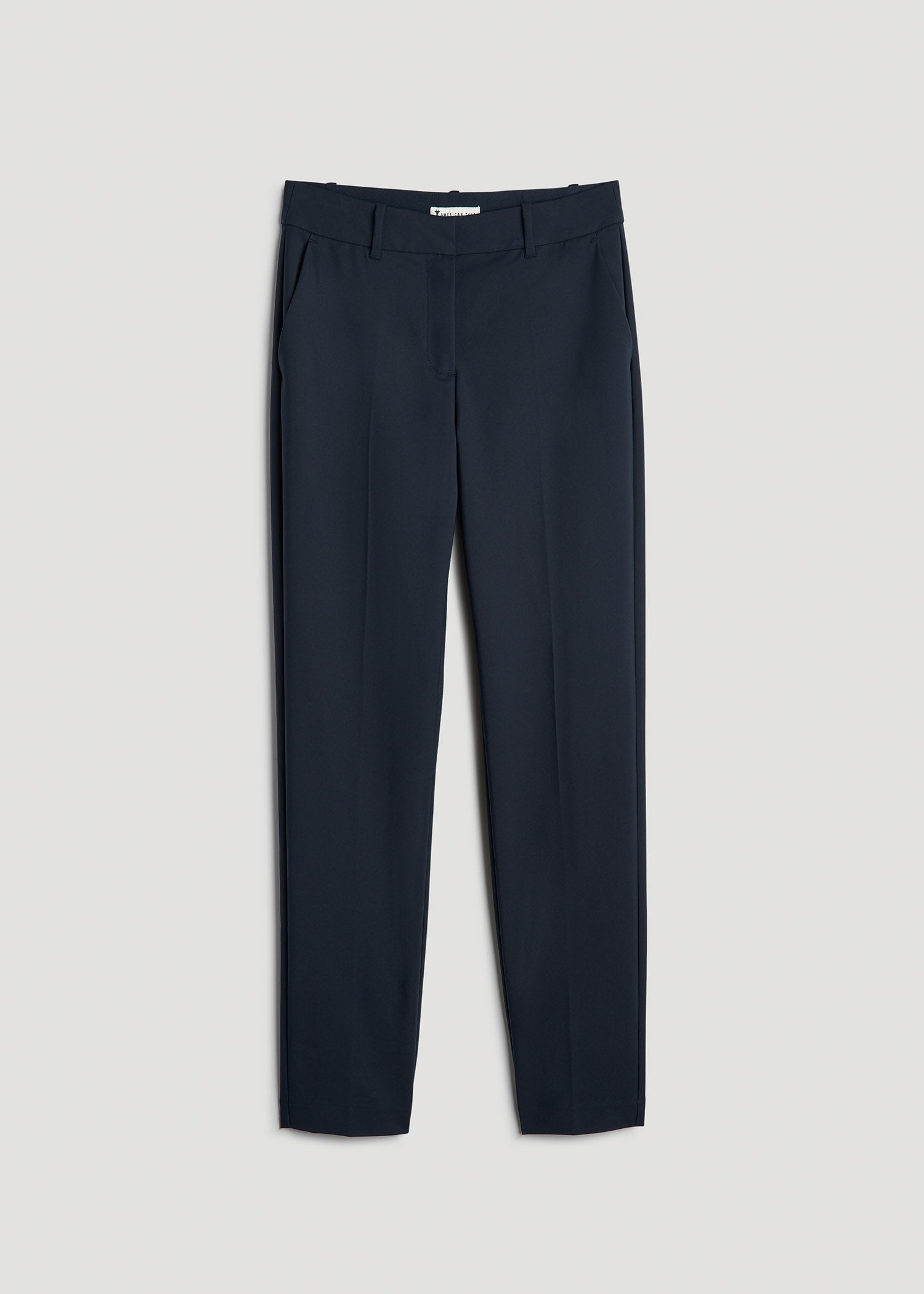 American Tall Women Flat Front Tapered Dress Pants for Tall Women in True Navy