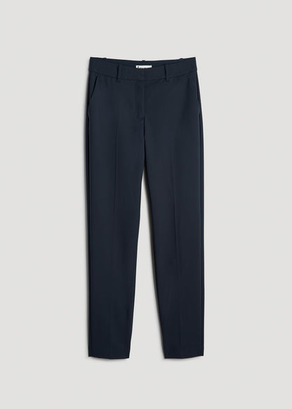 American Tall Women Flat Front Tapered Dress Pants for Tall Women in True Navy