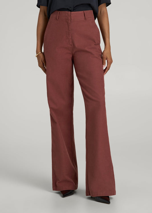 American Tall Women High Rise Wide Leg Flat Front Chinos for Tall Women in Intense Rust