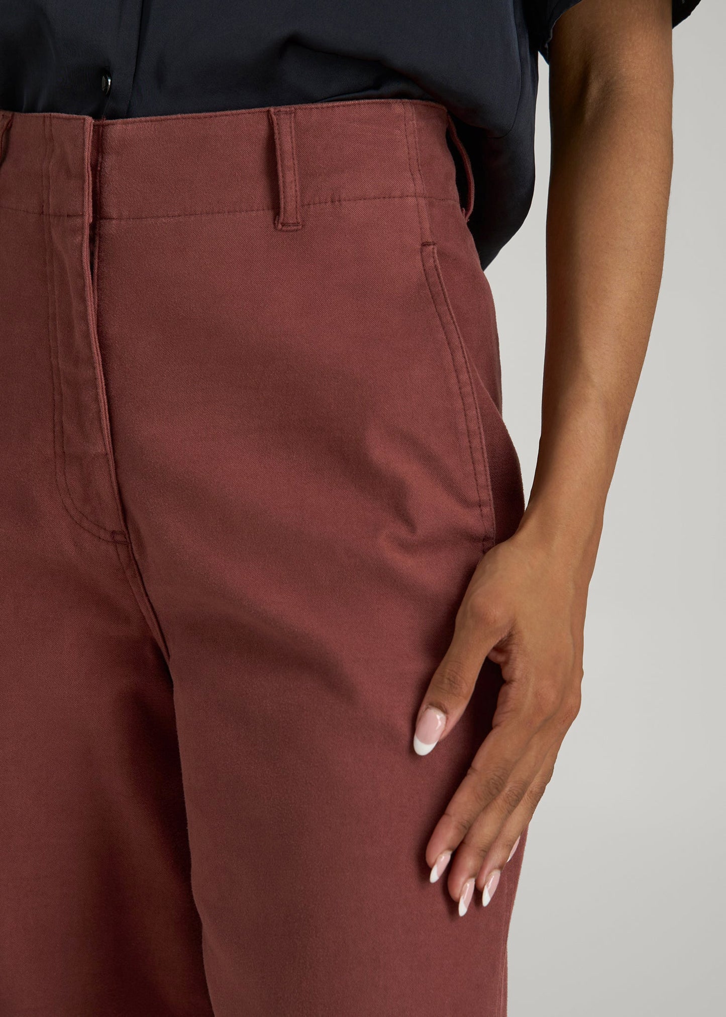 American Tall Women High Rise Wide Leg Flat Front Chinos for Tall Women in Intense Rust