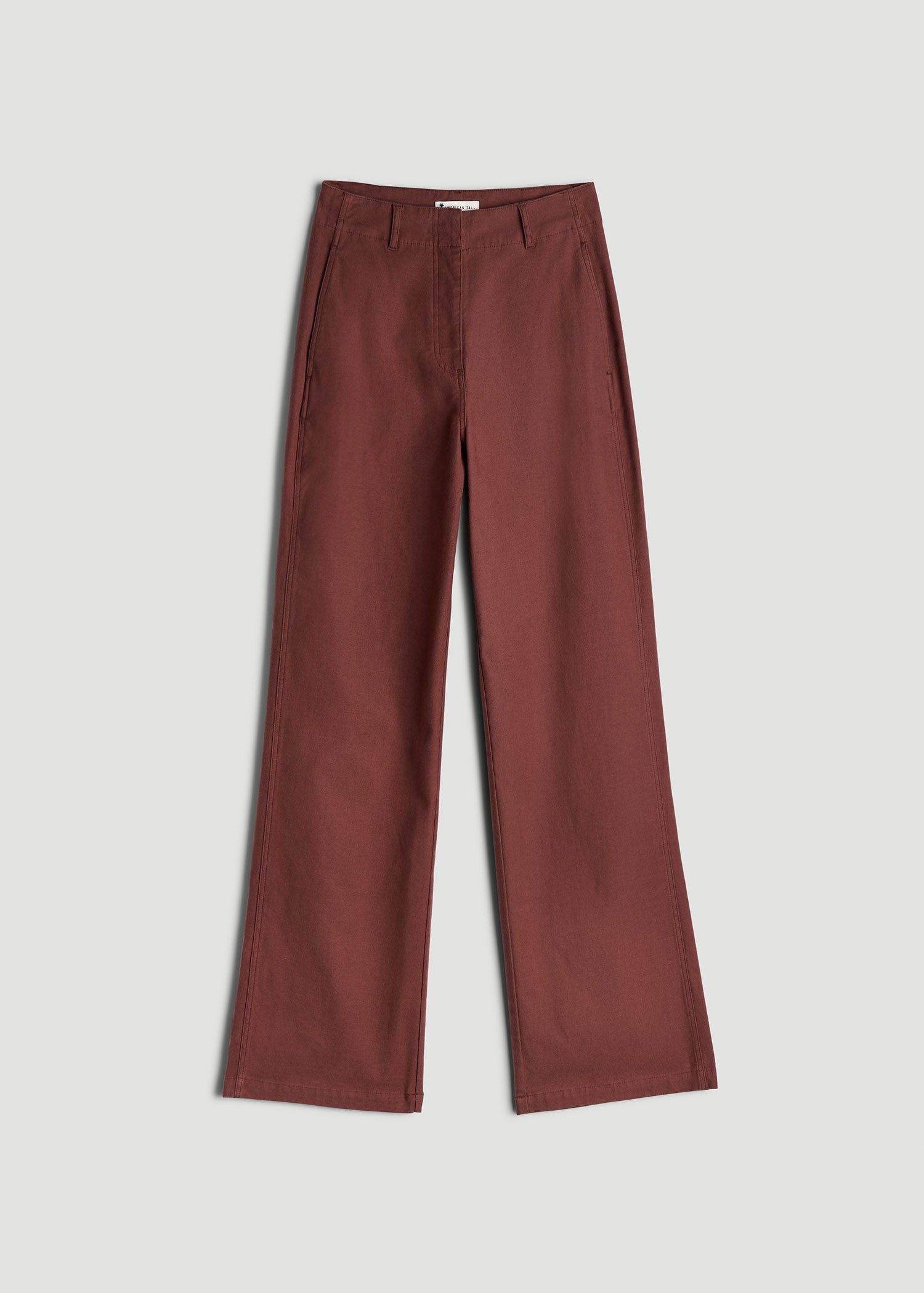 American Tall Women High Rise Wide Leg Flat Front Chinos for Tall Women in Intense Rust