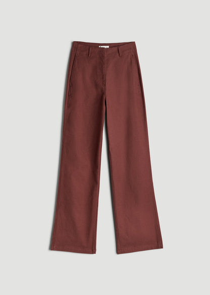 American Tall Women High Rise Wide Leg Flat Front Chinos for Tall Women in Intense Rust
